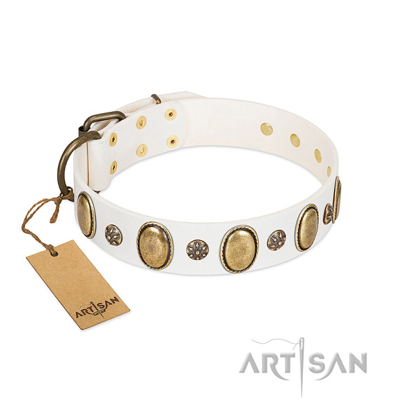 Easy wearing top notch genuine leather dog collar