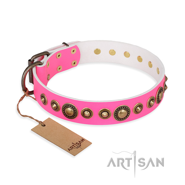 Durable genuine leather collar handmade for your dog