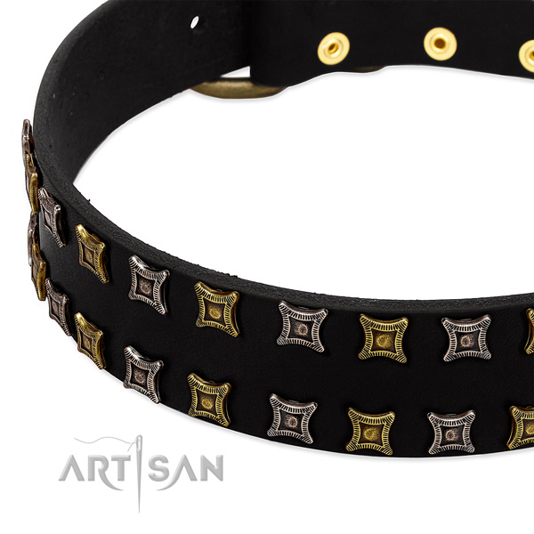 Gentle to touch full grain leather dog collar for your attractive pet