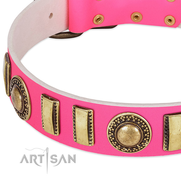 Reliable full grain genuine leather dog collar for your lovely pet