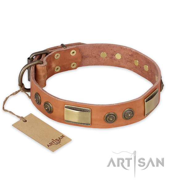 Impressive full grain genuine leather dog collar for easy wearing