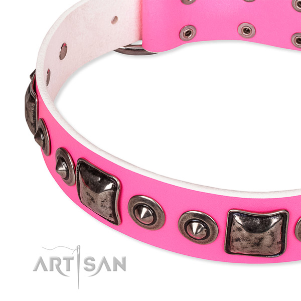 Top notch natural genuine leather dog collar handcrafted for your attractive dog