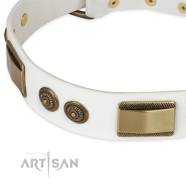 Durable embellishments on full grain leather dog collar for your doggie