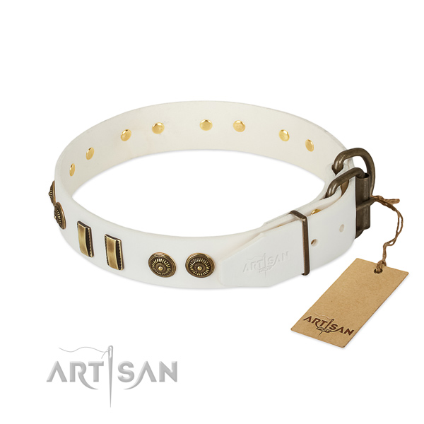 Rust resistant buckle on leather dog collar for your pet