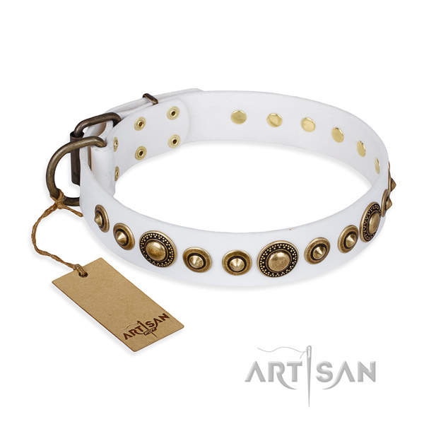 Top rate full grain genuine leather collar crafted for your canine