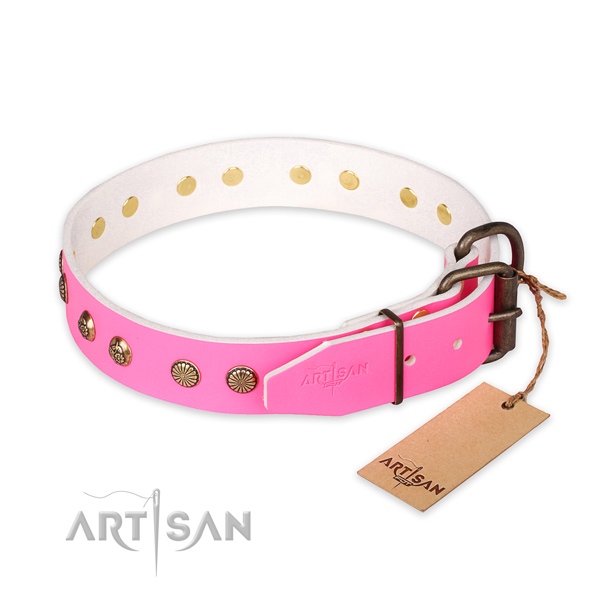 Rust-proof fittings on full grain natural leather collar for your stylish doggie