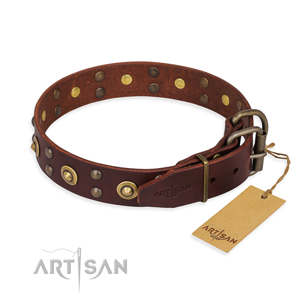 Rust-proof fittings on full grain genuine leather collar for your handsome four-legged friend