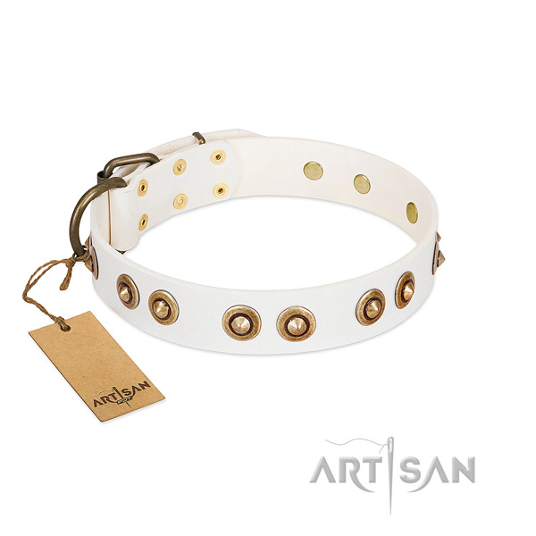 Easy adjustable full grain natural leather collar for your dog