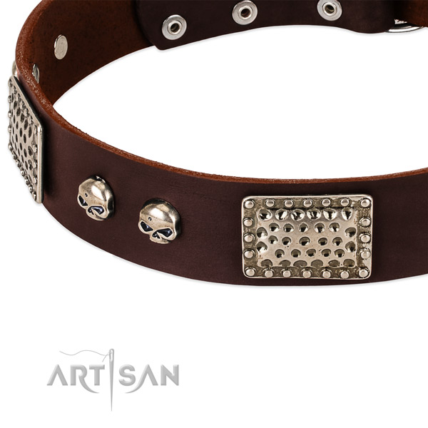 Rust-proof hardware on leather dog collar for your pet