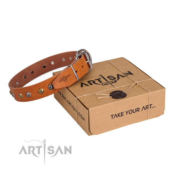 Soft leather dog collar created for comfy wearing