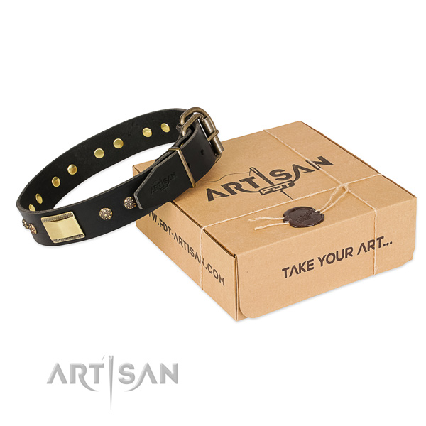 Best quality full grain genuine leather collar for your beautiful doggie