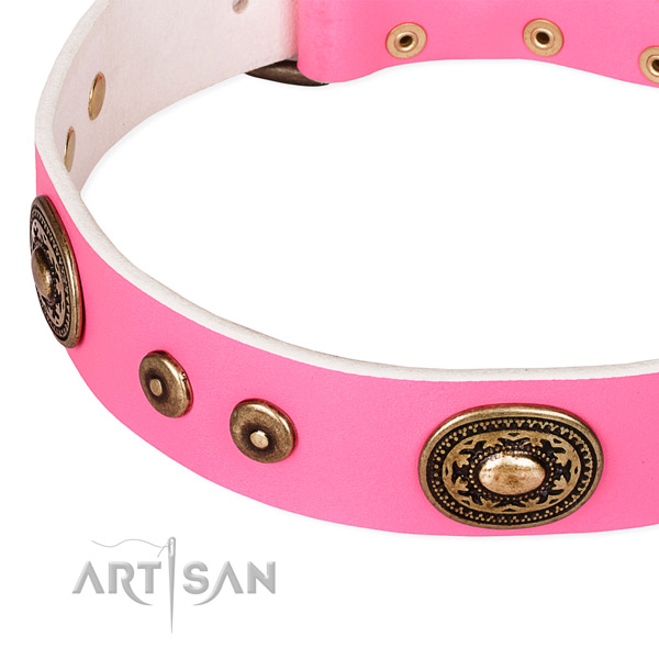 Decorated dog collar made of top rate full grain genuine leather