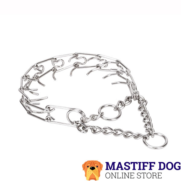 Adjustable stainless steel dog pinch collar with removable links for large canines