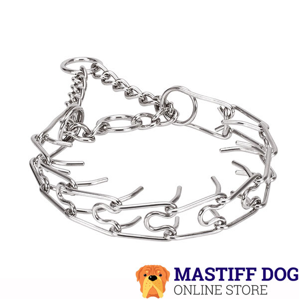 Reliable rust proof dog prong collar with stainless steel removable prongs