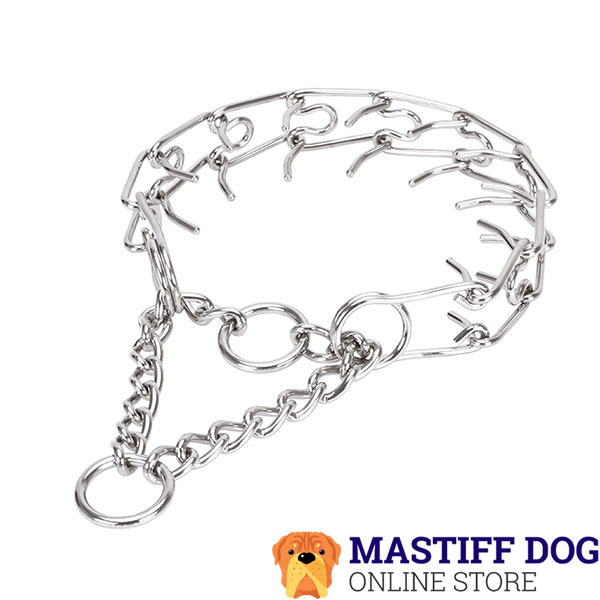 Stainless steel dog prong collar with removable links for large canines