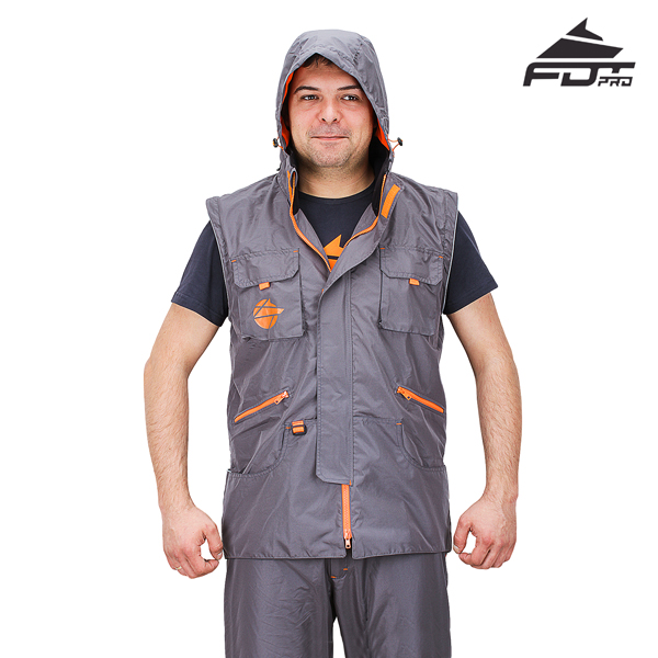 Dog Training Jacket of Grey Color with Handy Hood