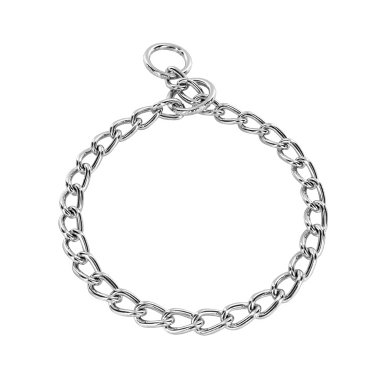 Chrome Plated Short Link Chain Collar with Round Chain - 4.0 mm