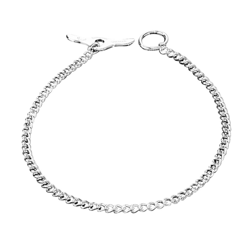 Chrome Plated Short Link Dog Collar with Round Links and Toggle - 2.0 mm - Herm Sprenger
