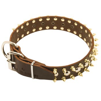 Leather Mastiff Collar with Rust-proof Decoration