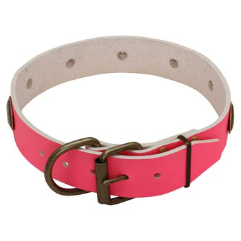 Fashion Pink Leather Mastiff Collar