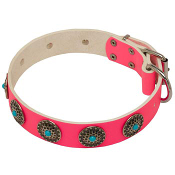 Safe Walking Leather   Mastiff Сollar Pink Studded