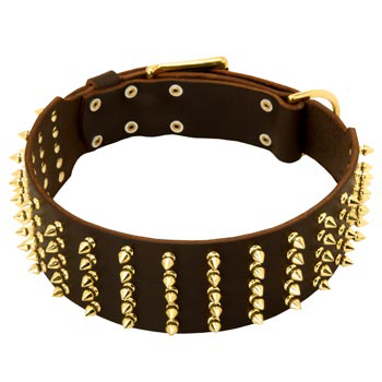 Fashionable Spiked Leather Mastiff Collar