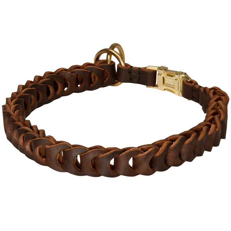 Mastiff Choke Leather Collar Braided