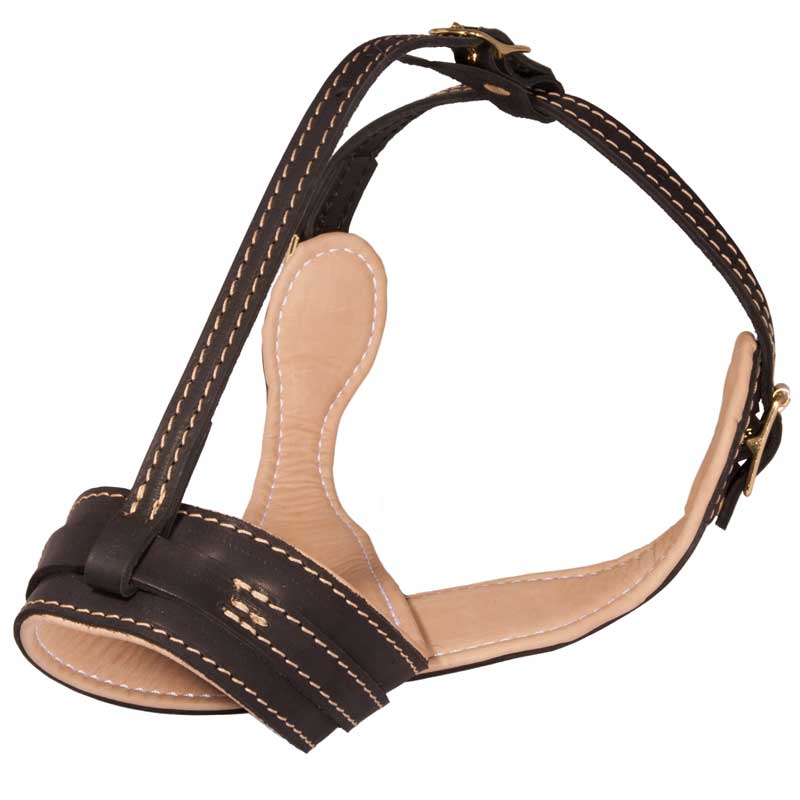Royal Anti-Barking Leather Mastiff Muzzle with Nappa Leather Lining