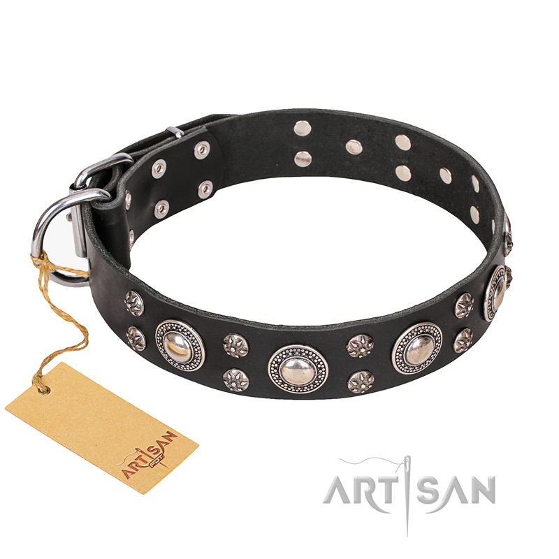"Vintage Necklace" FDT Artisan Studded Black Leather Mastiff Collar