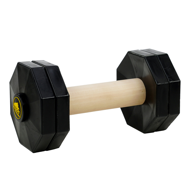 "Schutzhund Champion" 2 1/4 lbs (1000 g) Wooden Dog Training Dumbbell with Removable Plastic Weight Plates - Click Image to Close