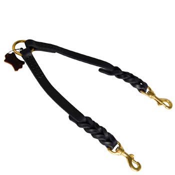 Leather Braided Mastiff Coupler Leash