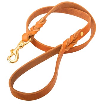 Custom Leather Mastiff Leash Tan-Colored for Dog Walking