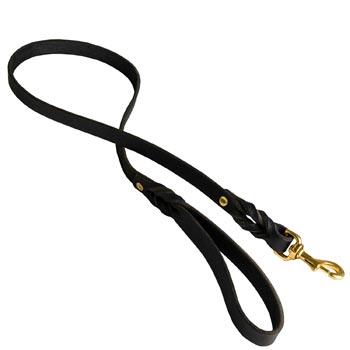 Designer Leather Mastiff Leash Black Super Fashion