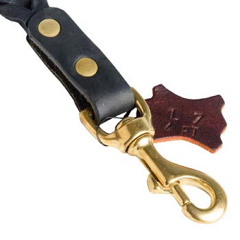 Solid Snap Hook Hand Riveted to the Leather Mastiff Leash