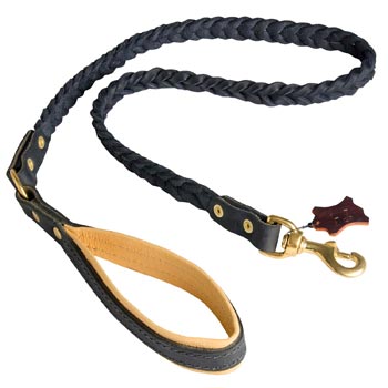 Leather Mastiff Leash with Nappa Padded Handle